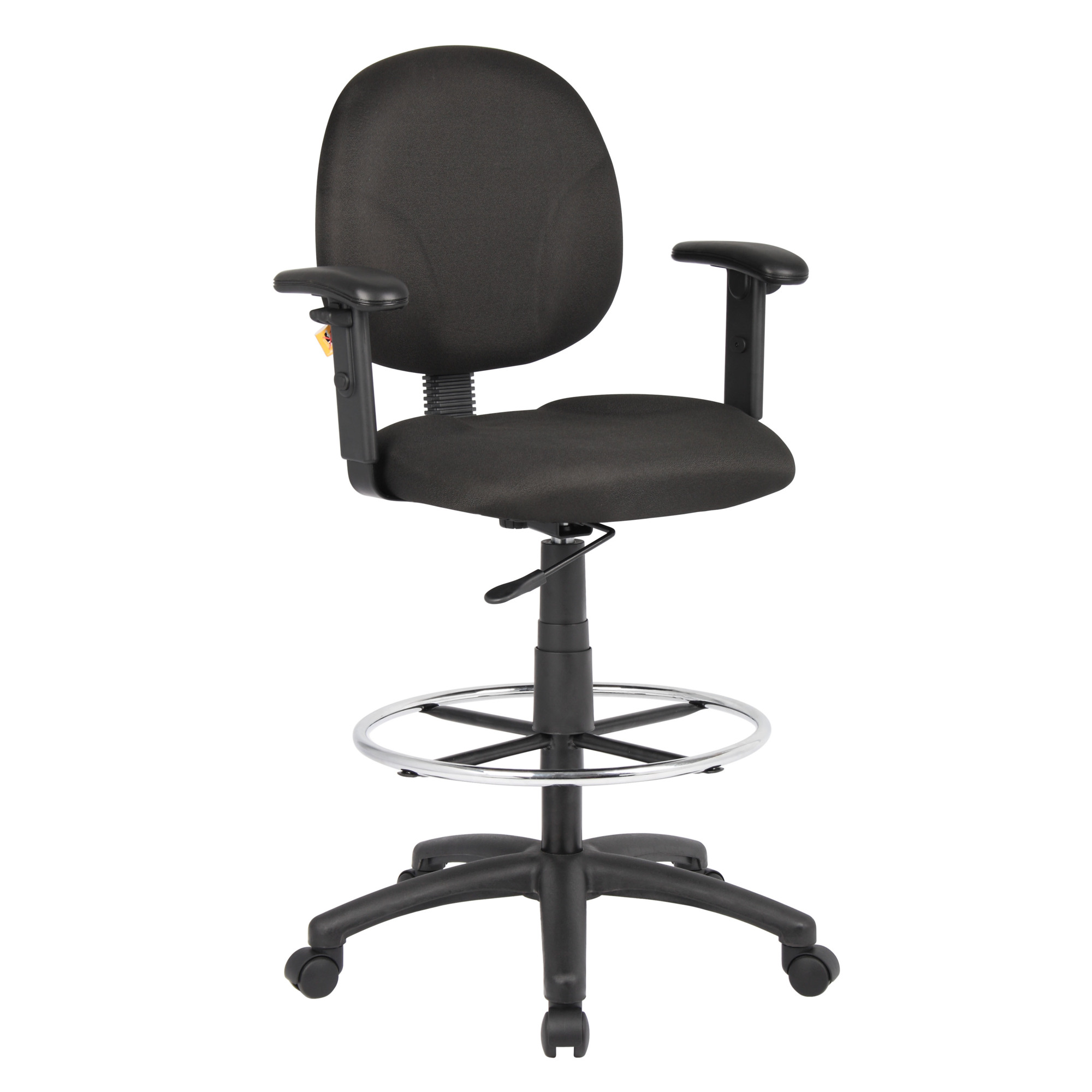 Norstar BOSS, Black Fabric Drafting Stools W/Adj Arms Footring, Included (qty.) 1 Model# B1691-BK